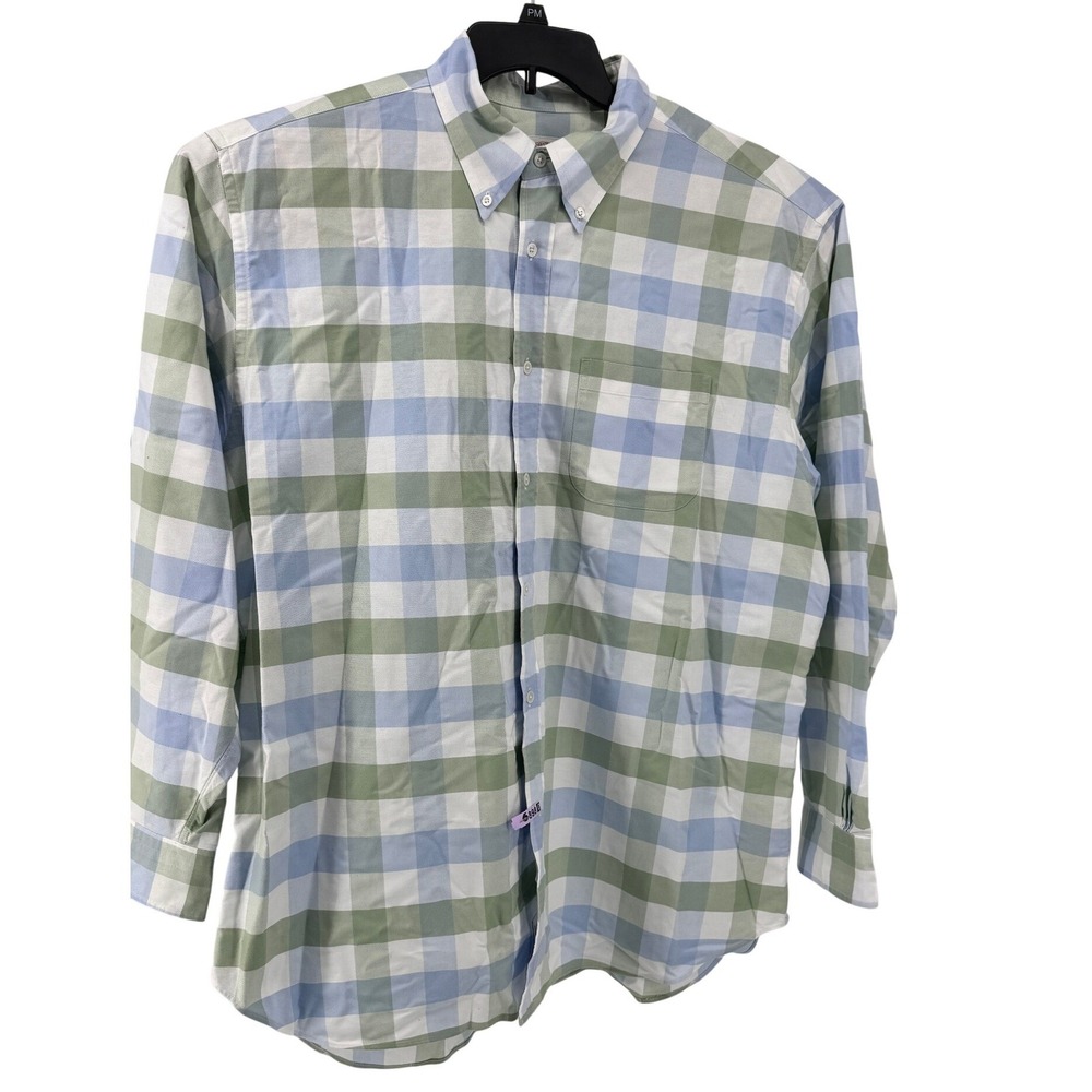 Brooks Brothers Madison Shirt Mens XL Blue‎ Green Gingham Supima Cotton USA Made